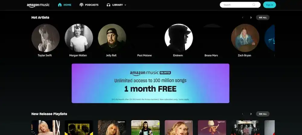 Amazon music hjemmeside