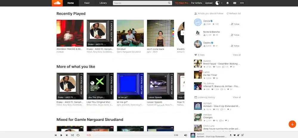 Soundcloud hjemmeside